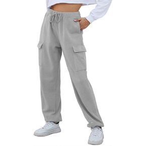 Women’s High Waist Cargo Sweatpants Casual Cinch Bottom Jogger Pants Loose Drawstring Tapered Trousers with Pockets