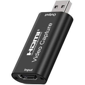 بطاقة التقاط الفيديو، محول محول صوت فيديو 4K HDMI إلى USB، جهاز بطاقة التقاط عالي الدقة 1080P 30 إطارًا في الثانية للبث المباشر والبث المباشر ومؤتمرات الفيديو والتعليم والألعاب.