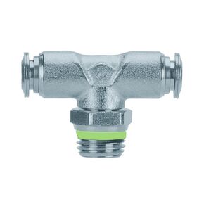 60210-06-06 Push-in Fittings, Swivel Branch Tee, Stainless Steel, 3/8" Tube x 3/8" Swift-Fit Universal Thread