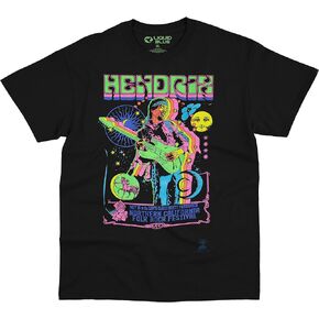 Liquid Blue Unisex-Adult Standard Jimi Hendrix Guitar Blacklight T-Shirt