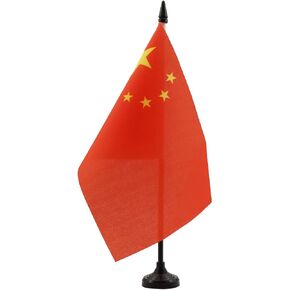 AZ FLAG China Table Flag 5'' x 8'' - Chinese Desk Flag 21 x 14 cm - Black Plastic Stick and Base