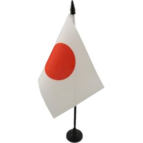 علم طاولة ياباني من AZ FLAG مقاس 4 بوصة × 6 بوصة - علم مكتب ياباني مقاس 15 × 10 سم - عصا وقاعدة بلاستيكية سوداء