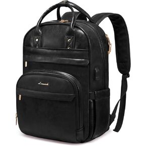 LOVEVOOK Leather Laptop Backpack for Women,15.6 inch Vintage Work Backpack Purse with USB port,Fashion Travel Backpack Waterproof Teacher Backpack for Business College PU Brown