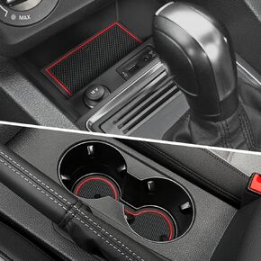 Auovo Protector Mats for Volkswagen Jetta Accessories 2013-2018 Custom Fit Door Compartment Liners Cup Holder Console Liners Anti Dust Mat Pads Car Interior(10pcs/Set)(Black)