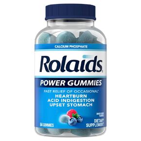 Rolaids Power Gummies, Fast Relief of Occasional Heartburn and Acid Indegestion, Dietary Supplement, Smooth Berry, 54 Gummies