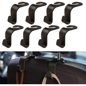 8 Pack Car Seat Headrest Hooks with 44 Pounds Load Capacity, Hangers Storage Organizer Universal Car Interior Accessories for Handbags Water Bottles Purse Coats Umbrellas, Black in Kuwait