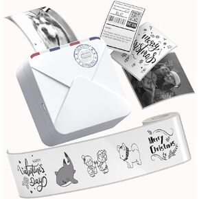 M02S Portable Mini Pocket Printer Wireless Bluetooth Thermal Printer Photo Printer Mobile Printer Sticker Maker Compatible with iOS and Android 300dpi High Resolution