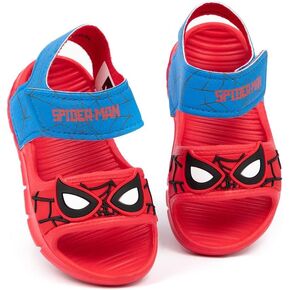Marvel Spider-Man Kids Sandals | Boys Superhero Sliders with Supportive Strap for Toddlers | Red & Blue Slip-on Footwear