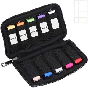 ABLAZE Flash Drive Case USB Storage Case, USB Holder Storage Bag with Label, Portable USB Case Electronic Accessories Organizer for USB Thumb Drive (Black)
