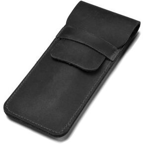 Daimay Leather Pen Case Holder Handmade Fountain Multi Pens Pouch Crazy Horse Leather Pen Protective Sleeve Cover Large – Black