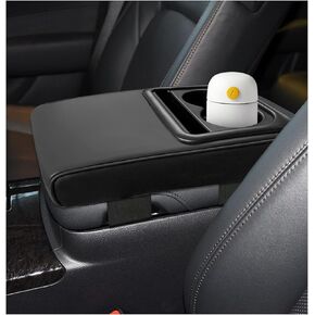 Car Center Console Armrest Pillow, Memory Foam Auto Armrest Box Cover with Cup Holder and Phone Holder, Waterproof Leather Arm Rest Protector Cushion, Interior Car Accessories