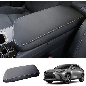 for 2022 2023 2024 Lexus NX Armrest Cover, for Lexus NX250 NX350 NX450+ Center Console Cover, Comfy Leather Console Armrest Cover 2023 2024 L EXUS NX Accessories (Black-Padded)