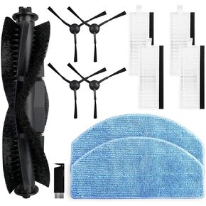 Replacement Parts Compatible with Tikom G8000, G8000 Pro, Honiture G20, G20 Pro, Laresar Evol 3, Evol 3s Robotic Vacuum Cleaner, 1 Main Brush, 4 Side Brushes, 4 Hepa Filters, 2 Mop Cloths