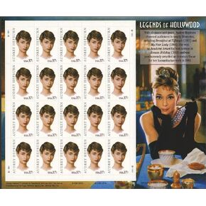 Audrey Hepburn Stamps - Sheet of 20 37-Cent Postage Stamps - Legends of Hollywood Series