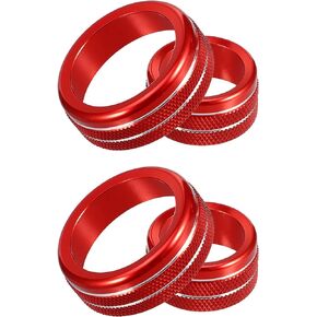 AC Audio Volume Tune Control Switch Knob Cover Ring Trim for Nissan Murano 2015-2021 Red (Set of 4)