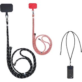 2x حبل الهاتف الخليوي، اسهم الهاتف التصحيح العالمي Crossbody، اسهم الهاتف النايلون قابل للتعديل حول الرقبة