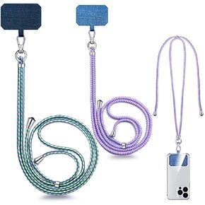 2x Cell Phone Lanyard, Universal Crossbody Patch Phone Lanyards,Adjustable Nylon Phone Lanyards for Around The Neck