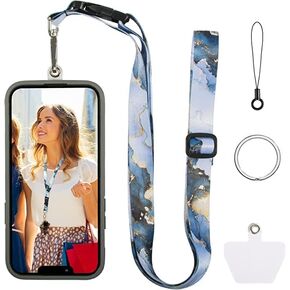 حبل للهاتف الخلوي، حزام رقبة عالمي قابل للتعديل وقابل للفصل، رخام أسود رائع متين متوافق مع معظم حامل بطاقات المفاتيح للهواتف الذكية للرجال والنساء (مجموعة من 4 قطع) in Kuwait