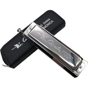 Swan Harmonica Diatonic Marker 24-hole C Key Polyphonic Professional Performance Level Adult Students Children Beginners Introduction(SW24 Black)