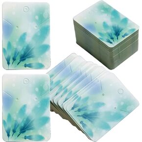 100Pack Blue Feather Earring Cards for Display Jewelry Card Jewelry Display Hanging Card Hang Tag 2.8"x2"