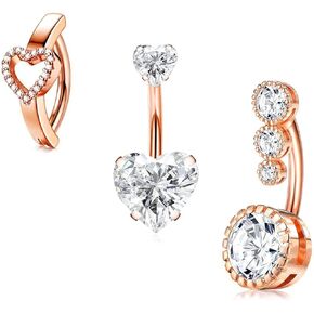 14G Clicker Belly Button Ring for Women Surgical Steel Belly Rings Reverse Curved Navel Rings Barbell Body Piercing