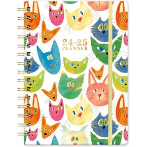 Planner 2024-2025 - JUL.2024 - JUN.2025, Academic Planner 2024-2025, 2024-2025 Planner Weekly & Monthly with Tabs, 6.4" x 8.5", Hardcover + Back Pocket - Cat