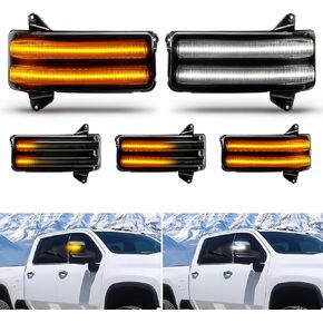 Bestview Sequential Switchback LED Side Mirror Turn Signal Marker Light for Chevy Silverado GMC Sierra 1500 2500 HD 3500 HD 2014-2019 Truck, Smoked Lens Dynamic Amber&White,Pack of 2