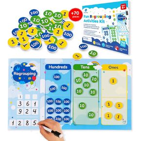 70 PCS Magnetic Regrouping Activities Kit, Place Value Manipulatives 1st 2nd 3rd 4th Grade, Place Value Chart Mat Magnets, Magnetic Place Value Discs, Base 10 Ten Math Manipulatives - Simply Magic