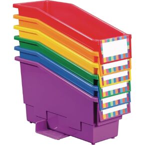 Really Good Stuff Non-Tip Book and Binder Holders with Stabilizer Wings, 5½" by 13½" by 7¾" - Set of 6, Classroom & Library Organization