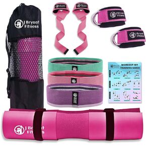 طقم وسادة أثقال اللياقة البدنية من J Bryant مع أشرطة للكاحل لمقاومة آلة الكابلات وحزام الورك للتمرينات الغنيمة وأشرطة رفع الأثقال، وسادة القرفصاء السميكة مع حقيبة لضغط الورك والقرفصاء وتمارين الضغط على مقاعد البدلاء in Kuwait