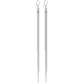Solid 925 Sterling Silver Long Sleek Chain Tassel Earrings Simple Dainty Hook Jewelry for Women Girls Line Minimalist Fashion Dangle Drop for Party