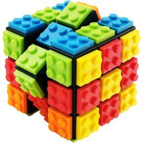 Speed Magic Cube 3x3 | Puzzle Brain Teaser Magic Cube with Base Cube Bricks | 2-in-1 Classic Toys for Kids Adults Boys Girls Gift Compatible with Lego,Black