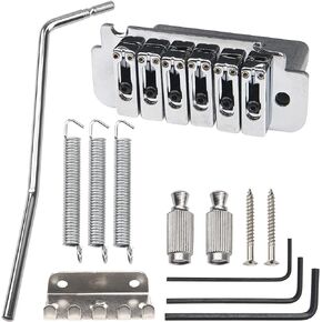 مجموعة واحدة من Yootones Guitar Tremolo Bridge 6 سلسلة سرج فردي متوافق مع أجزاء الجيتار الكهربائي Squier Fender Strat Style (أسود)