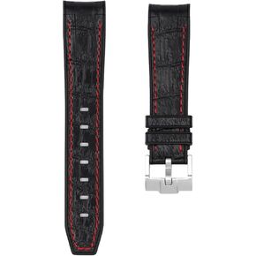 Alligator-Embossed Curved End Premium Silicone Rubber Watch Bands- Compatible with Omega Swatch Moonwatch, Tudor Black Bay, Rolex- 20mm, 22mm - Crocodile Embossed Waterproof Rubber Watch Straps in Kuwait