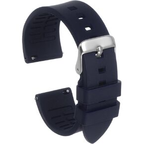 Silicone Watch Band Quick Release Soft Rubber Waterproof Replacement Watch Strap with Silver Stainless Steel Buckle for Men Women