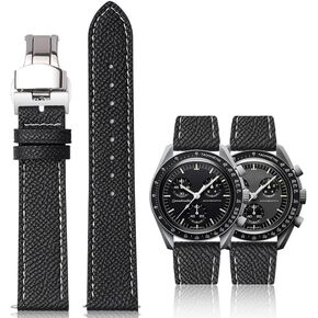 Quick Release Epsom Leather Straps For Omega Speedmaster And MoonSwatch watches, Replacement Calfskin Watch Bands Straps With Deployment Clasp For Omega Watches - Multiple Colors