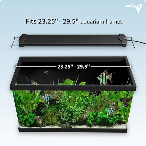Aquatic Life HM Electronics Edge Freshwater Wireless LED حوض السمك الإضاءة مع وحدة إضاءة ملونة كاملة الطيف 24 بوصة شريط أضواء ذكية يمكن التحكم فيها لاسلكيًا in Kuwait