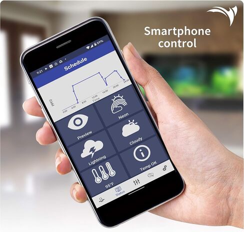 Aquatic Life HM Electronics Edge Freshwater Wireless LED حوض السمك الإضاءة مع وحدة إضاءة ملونة كاملة الطيف 24 بوصة شريط أضواء ذكية يمكن التحكم فيها لاسلكيًا in Kuwait