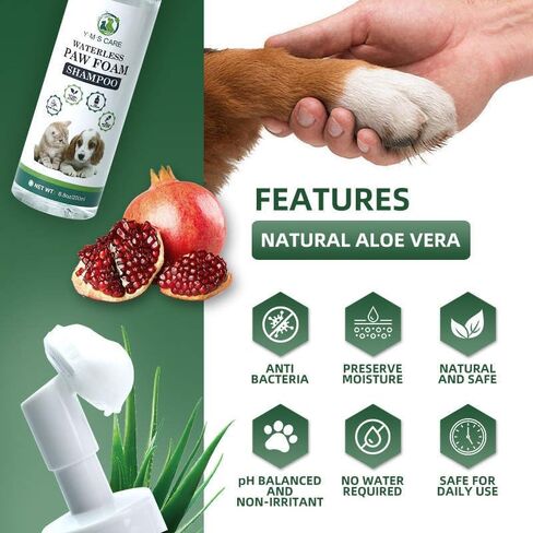Dog Paw Cleaner | Natural Pet Paw Cleaner for Dogs and Cats | No-Rinse Waterless Shampoo Foam Paw Cleanser with Silicone Scrubber and Microfiber Towel | S, M, L, XL Size| 6.8oz. in Saudi Arabia