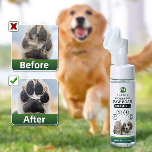 Dog Paw Cleaner | Natural Pet Paw Cleaner for Dogs and Cats | No-Rinse Waterless Shampoo Foam Paw Cleanser with Silicone Scrubber and Microfiber Towel | S, M, L, XL Size| 6.8oz. in Saudi Arabia