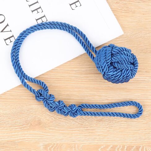 OCIOLI 2 Pieces Curtain Tiebacks Curtain Holdbacks Curtain Pull Backs with Big Woven Ball Hand Woven Tie Back Curtain Tie Backs for Curtains (Blue, 2) in Saudi Arabia