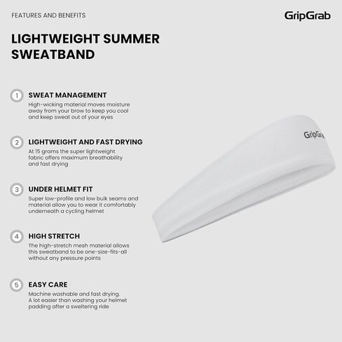 GripGrab Summer Cycling Sweatband Lightweight Breathable Under Helmet Sweatband Running Headband Cycling Helmet Liner Thin in Saudi Arabia