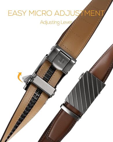 أحزمة CHAOREN بسقاطة للرجال - حزام أسود للرجال 1 3/8 بوصة للفستان الكاجوال - حزام صغير قابل للتعديل يناسب كل مكان in Kuwait