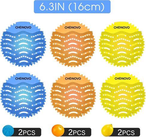 Urinal Screen Deodorizer,6 Pack Urinal Cakes Bulk Scented Anti-Splash Urinal Mats Deodorizer Fresh Pads for Toilet,Bathroom,Restaurants,Offices,Schools,Hotels(Ocean Breeze/Lemon/Orange) in Saudi Arabia