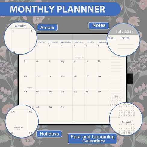2024-2027 Pocket Planner - Monthly Pocket Planner (36-Month) with 60 Notes Pages, Jul. 2024 - Jun. 2027, 6.4" x 3.8", 3 Year Monthly Planner with Contacts, Holidays and Pen Holder, Back Pocket - Moon in Saudi Arabia