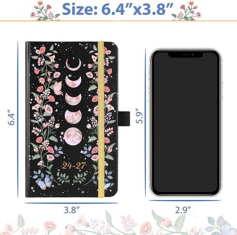 2024-2027 Pocket Planner - Monthly Pocket Planner (36-Month) with 60 Notes Pages, Jul. 2024 - Jun. 2027, 6.4" x 3.8", 3 Year Monthly Planner with Contacts, Holidays and Pen Holder, Back Pocket - Moon in Saudi Arabia