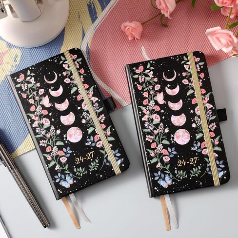 2024-2027 Pocket Planner - Monthly Pocket Planner (36-Month) with 60 Notes Pages, Jul. 2024 - Jun. 2027, 6.4" x 3.8", 3 Year Monthly Planner with Contacts, Holidays and Pen Holder, Back Pocket - Moon in Saudi Arabia