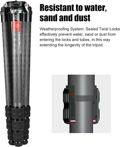 SUNWAYFOTO T4040CM Heavy Duty Carbon Fiber Tripod for Video Camera and Shooting, 4 Sections, 88lb(40kg) Load in Saudi Arabia
