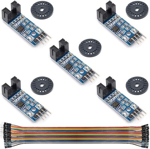 5Pcs Speed Measuring Sensor LM393 Speed Measuring Module Tacho Sensor Slot Type IR Optocoupler for MCU RPI Arduino DIY Kit with Encoders in Saudi Arabia