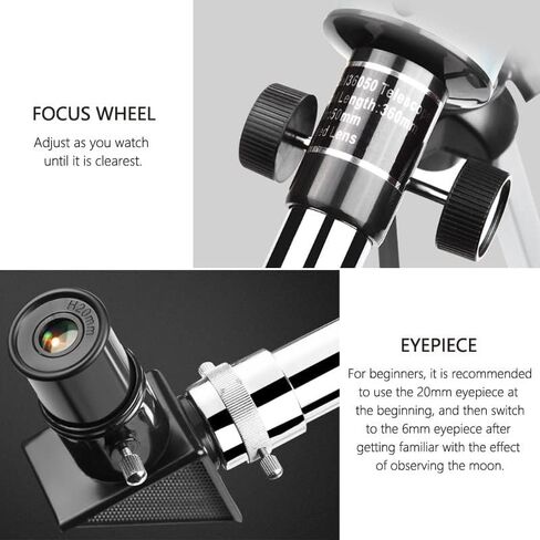 تلسكوب السفر المنكسر المحمول، للبالغين وعلماء الفلك المبتدئين، تلسكوب فلكي عالي الوضوح وعالي الطاقة 90 مرة على مستوى الدخول in Kuwait